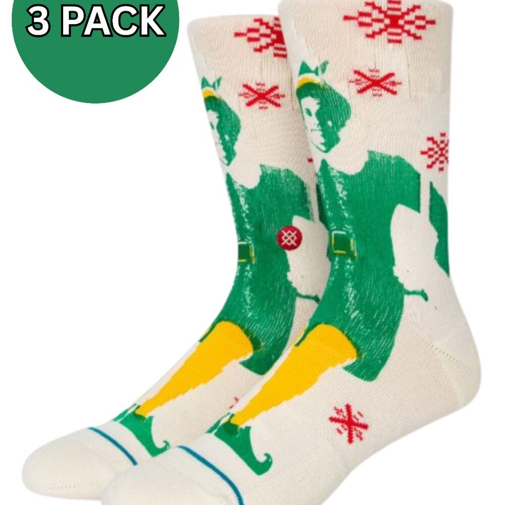Stance Buddy The Elf Christmas Crew Socks Men's Size Large 9-13 Bundle of 3